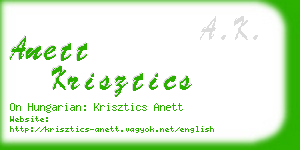 anett krisztics business card